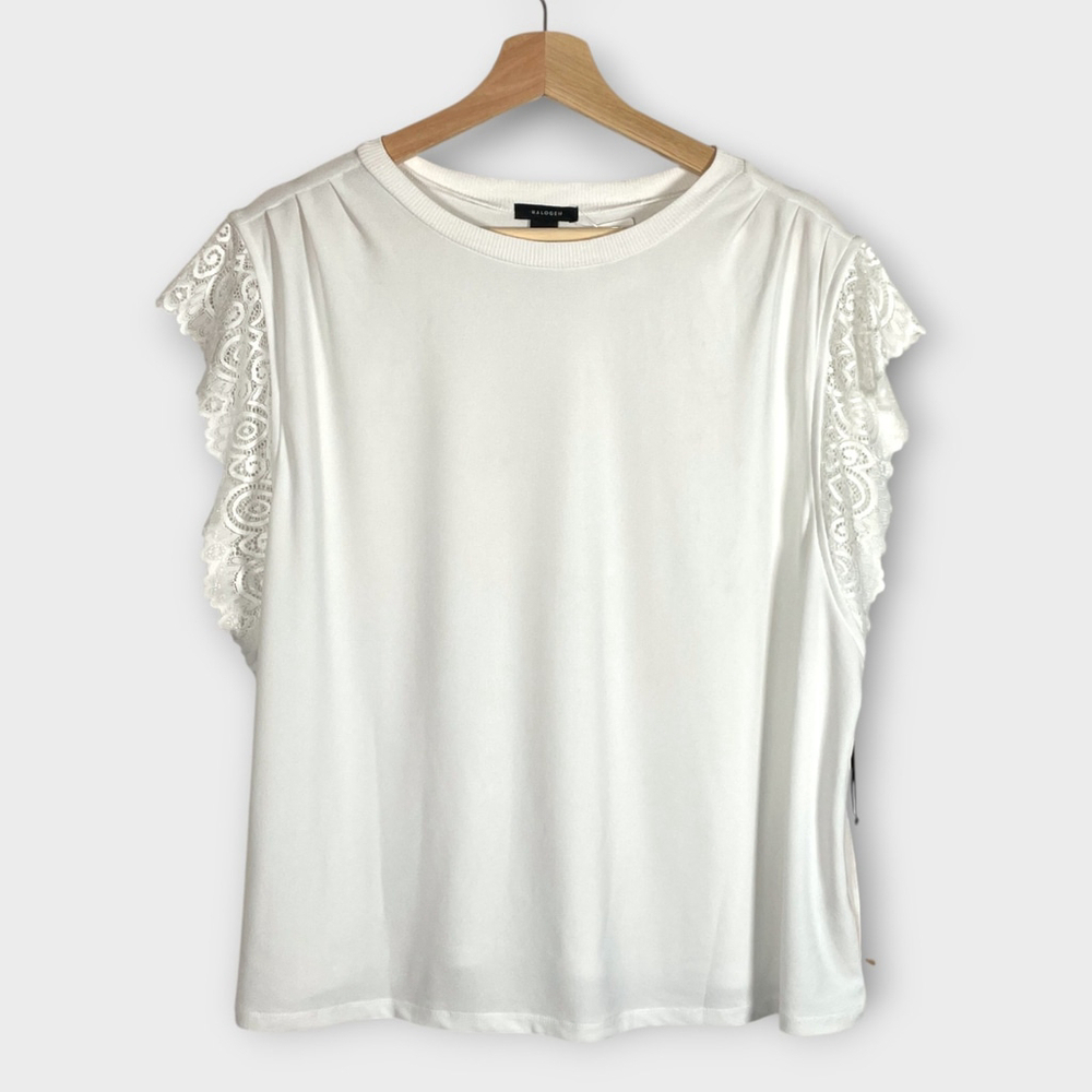 HALOGEN Lace Trim Sleeveless Top Womans XXL White Nordstrom NEW